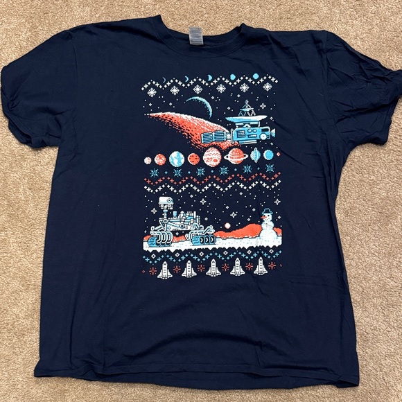 Gildan Navy Blue Graphic Tee - Picture 1 of 2